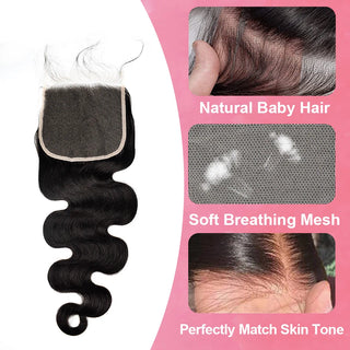 #1B Body Wave HD Lace Closure Natural Looking Cvohair