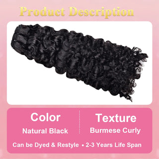 #1B Burmese Curly 10A Human Hair Bundles Virgin Hair 100% Unprocessed Weave Bundles Human Hair Double Weft CVOHAIR