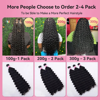 #1B Double Drawn 18inch Deep Curly Boho Braids Human Hair CVOHAIR
