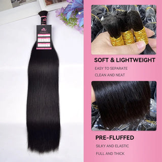 #1B Double Drawn Straight Boho Braids Human Hair CVOHAIR