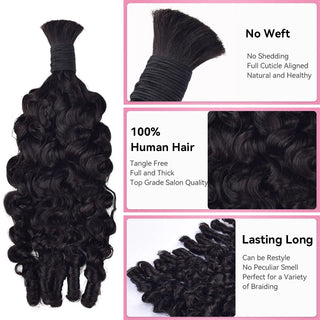 #1B Natural Black Boho Braids France Curly No Weft Bulk Hair for Human Hair CVOHAIR