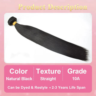 #1B Straight Hair 10A Bundles 100% Unprocessed Brazilian Virgin Human Hair Weave Bundles for Black Women CVOHAIR