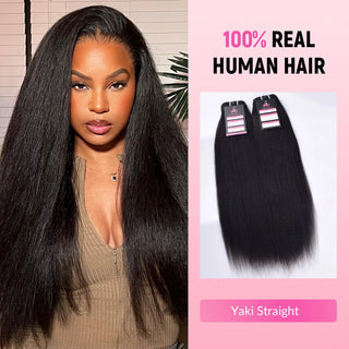 #1B Yaki Straight 10A 100%  Human Hair Bundles Extensions CVOHAIR