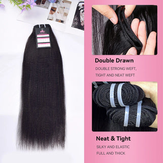 #1B Yaki Straight 10A 100%  Human Hair Bundles Extensions CVOHAIR