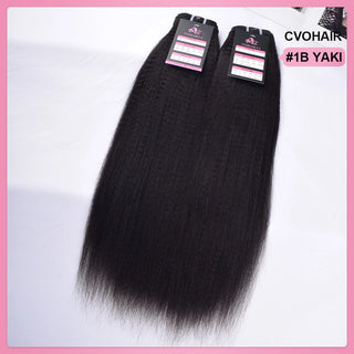 #1B Yaki Straight 10A 100%  Human Hair Bundles Extensions CVOHAIR