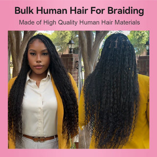 #1B Burmese Curly Boho Braids Bulk Human Hair CVOHAIR