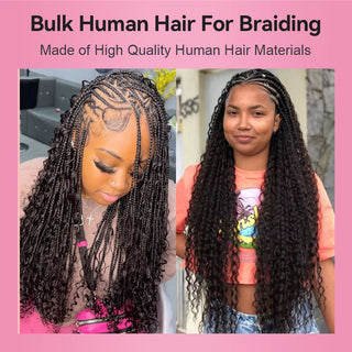 #1B Natural Black Boho Braids Kinky Curly Bulk Hair for Human Hair CVOHAIR