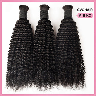 #1B Natural Black Boho Braids Kinky Curly Bulk Hair for Human Hair CVOHAIR