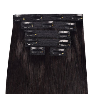 #1B 6Pcs Straight Free Shipping Clip in Hair Extensions Real Human Hair Invisible Lace Clip ins Natural Black 110G CVOHAIR
