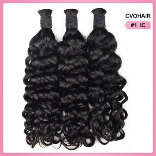 #1 Jet Black 100% Human Hair Braid Styles CVOHAIR