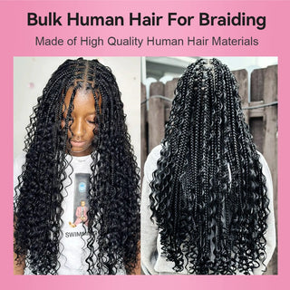 #1 Jet Black Deep Curly Bulk Human Hair For Braiding CVOHAIR