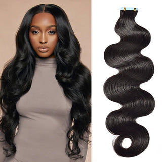 #1B Body Wave Tape in Hair Extensions Free Shipping Human Hair 20pcs 50g/pack Seamless Skin Weft Hair CVOHAIR