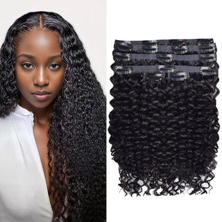 #1B 6Pcs Deep Curly Flash Sale Free Shipping PU Seamless Clip ins Hair Extensions Real Human Hair 120G CVOHAIR
