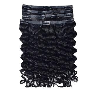 #1B 6Pcs Deep Wave Flash Sale Free Shipping PU Seamless Clip ins Hair Extensions Real Human Hair 120G CVOHAIR