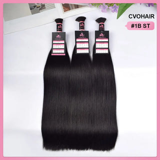 #1B Double Drawn Straight Boho Braids Human Hair CVOHAIR