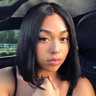 #1B Bob Straight HD Lace Front Wigs Human Hair 200% Density Transparent Lace Frontal Wigs Pre Plucked With Baby Hair CVOHAIR