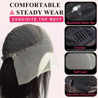 #1B Bob Straight HD Lace Front Wigs Human Hair 200% Density Transparent Lace Frontal Wigs Pre Plucked With Baby Hair CVOHAIR