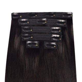 #1B 6Pcs Straight Free Shipping Clip in Hair Extensions Real Human Hair Invisible Lace Clip ins Natural Black 110G CVOHAIR