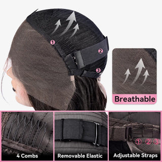 #1B Water Wave HD Lace Front Wigs Human Hair 180% Density Transparent Lace Frontal Wigs Pre Plucked With Baby Hair CVOHAIR