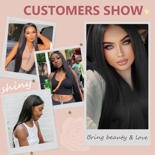 #1B Straight Hair 10A 3 Bundles 100% Unprocessed Brazilian Virgin Human Hair Weave Bundles for Black Women CVOHAIR