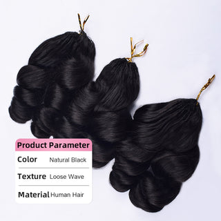 Loose Wave Crochet Human Hair Pre Loop Extensions CVOHAIR