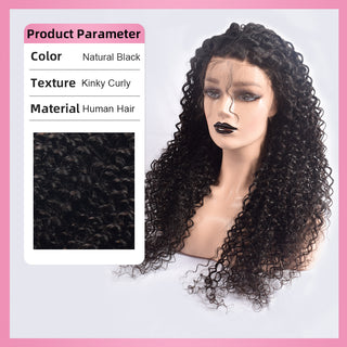 Kinky Curly Transparent Lace Frontal Wigs Human Hair 180% Density Pre Plucked With Baby Hair CVOHAIR