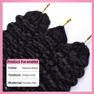 Deep Curly Crochet Human Hair Pre Loop Extensions CVOHAIR
