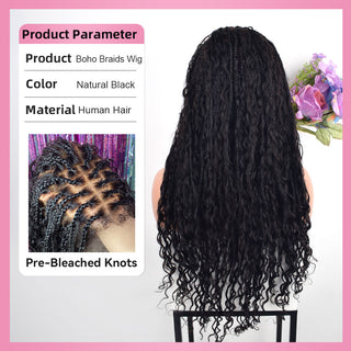 Human hair boho braids full lace wig 22-24inch CVOHAIR