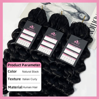 Italian Curly Crochet Human Hair Pre Loop Extensions CVOHAIR