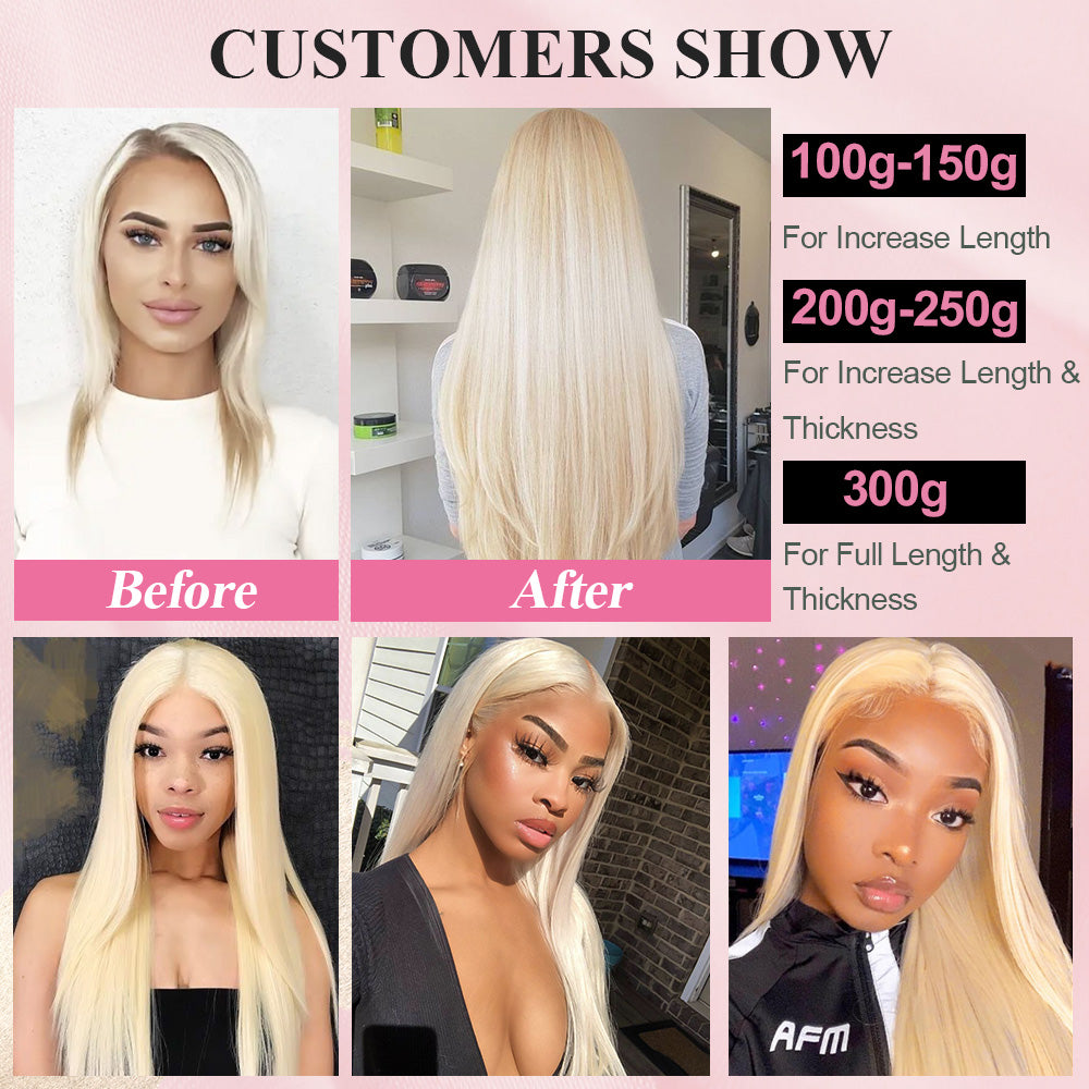 CVOHAIR Straight Tape in Hair Extensions Human Hair 613 Blonde Silky Seamless Tape In Human Hair Extensions