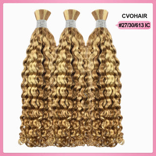 #27/30/613 Italian Curly Bulk Human Hair For Braiding CVOHAIR