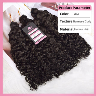 #2A Burmese Curly Miracle Knots Crochet Human Hair Extensions CVOHAIR