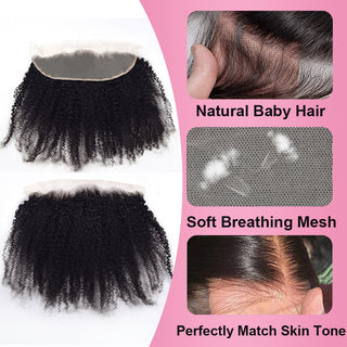Afro Curly 4C Transparent Lace Closure Natural Hairline With Baby Hair Cvohair