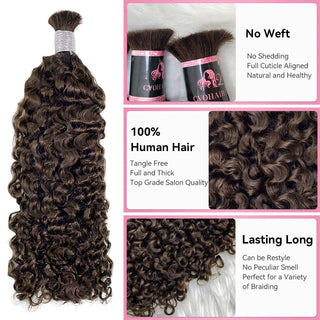#2 Burmese Curly Bulk Human Hair For Boho Braids CVOHAIR