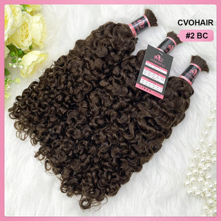 #2 Burmese Curly Bulk Human Hair For Boho Braids CVOHAIR