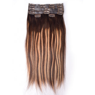#P4/27/T4 6Pcs Free Shipping Straight Clip in Hair Extensions Real Human Hair PU Seamless Clip ins 120G CVOHAIR