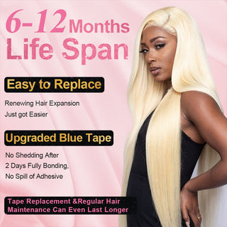 #613 Blonde Tape in Hair Extensions Free Shipping Human Hair 20pcs 50g/pack Seamless Skin Weft Hair CVOHAIR