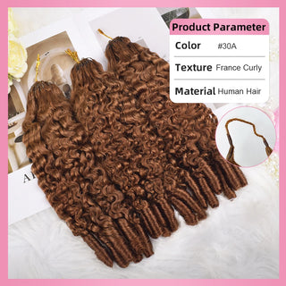 #30A light auburn France Curly Miracle Knots human hair extensions made from 100% human hair for natural crochet hairstyles by CVOHAIR