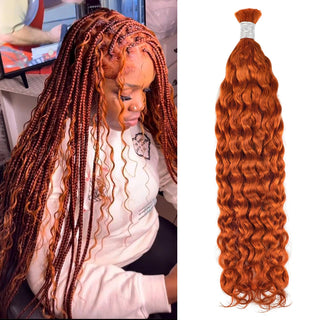 #350 Ginger Water Wave Bulk Human Hair For Braiding CVOHAIR