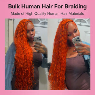 #350 Ginger Water Wave Bulk Human Hair For Braiding CVOHAIR