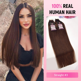 #3 Straight Tape in Human Hair Extensions CVOHAIR