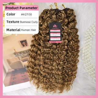 #4/27/30 Burmese Curly Miracle Knots Crochet Human Hair Extensions CVOHAIR