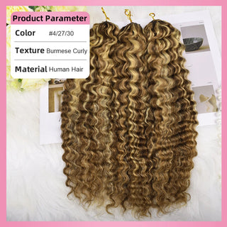 #4/27/30 Burmese Curly Miracle Knots Crochet Human Hair Extensions CVOHAIR
