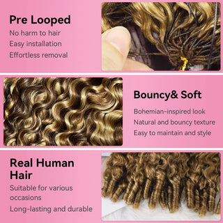 #4/27/30 France Curly Miracle Knots Crochet Human Hair Extensions CVOHAIR