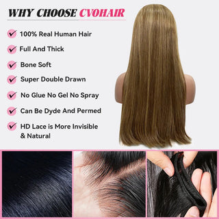 #4/27 Super Double Drawn 13*4 HD Lace Frontal Luxury Wig With Baby Hair CVOHAIR