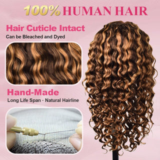 #4/27 Loose Deep Wave HD Lace Front Wigs Human Hair 200% Density Transparent Lace Frontal Wigs Pre Plucked With Baby Hair CVOHAIR