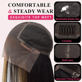 #4/27 Straight Bob Wig HD Lace Front Wigs Human Hair 180% Density Transparent Lace Frontal Wigs Pre Plucked With Baby Hair CVOHAIR
