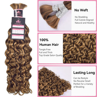 #4/30 Italian Curly Bulk Human Hair For Braiding CVOHAIR
