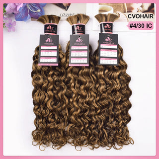 #4/30 Italian Curly Bulk Human Hair For Braiding CVOHAIR