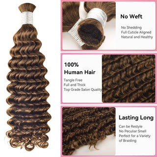 #4 Deep Wave Bohemian Human Hair For Braiding CVOHAIR